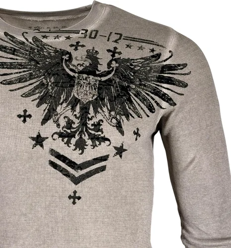 Vista 6 de Xtreme Couture by Affliction - Camisa térmica de manga larga para hombre Blanco/Heather Off Sand (máscara brillante)