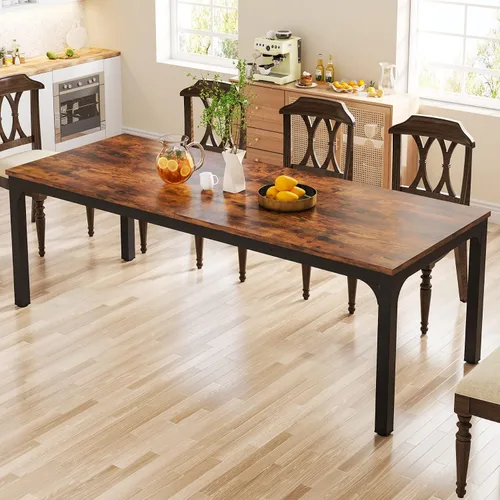 Vista 9 de Tribesigns Mesa de comedor negra para 6-8 personas, mesa rectangular grande de 78 pulgadas para comedor, 78.7 x 27.5 x 29.5 pulgadas (solo mesa)