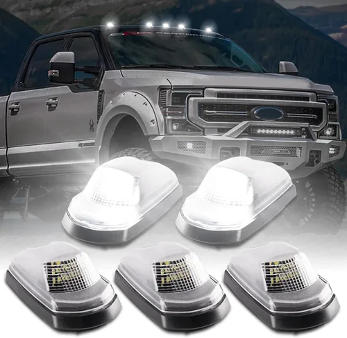 Vista 7 de POPMOTORZ 5 piezas de luces LED ámbar para techo de cabina, luces de holgura en el techo, lámparas de marcador de cabina para Ford F250 F350 F450