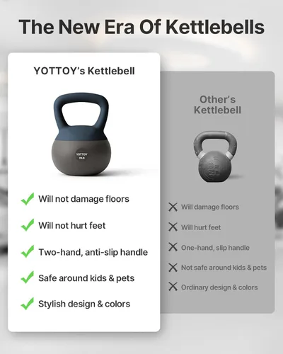 Vista 3 de YOTTOY Pesa rusa suave, juego para entrenamiento de fuerza y entrenamientos en casa, base acolchada de lados suaves, mango ancho, ideal