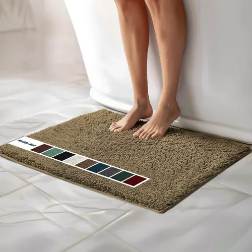 Vista 30 de Muddy Mat Alfombras de Baño de Chenilla de Microfibra de Secado Rápido Antideslizantes Lavables, Extra Gruesas, Suaves y Altamente Absorbentes Gris