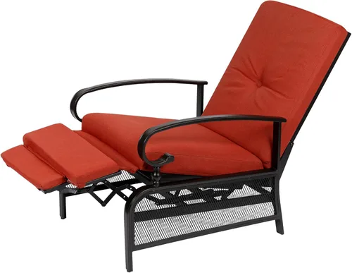 Vista 13 de Sillón ajustable para patio, sillón reclinable de metal automático con cojines extraíbles, color azul