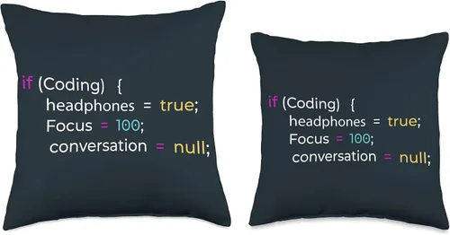 Vista 3 de Coding Headphones True Focus 100 Conversation Null If Coding Headphones True Focus 100 - Almohada de conversación, 16 x 16 pulgadas, multicolor