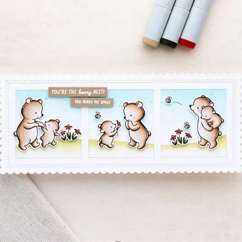 Vista 5 de Bear Hugs - Juego de sellos y troqueles para hacer tarjetas, sellos transparentes y troqueles de corte de metal para álbumes de recortes