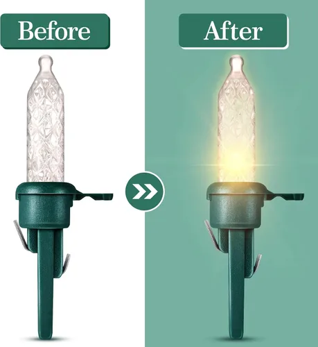 Vista 4 de Honoson Paquete de 120 mini bombillas de repuesto de Navidad de 3 V Luces LED de Cadena para exteriores e interiores, gran angular para árbol