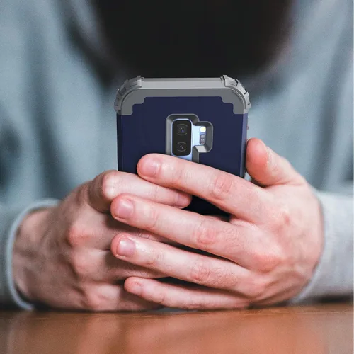 Vista 4 de IDweel Funda para Galaxy S9 Plus, para Galaxy S9+ funda azul para hombres y niños, 3 en 1, a prueba de golpes, delgada, híbrida, resistente