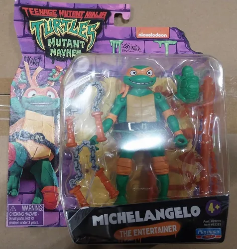 Vista 5 de Teenage Mutant Ninja Tortugas: Mutant Mayhem 4.25" Michelangelo Figura de acción básica por Playmates Toys