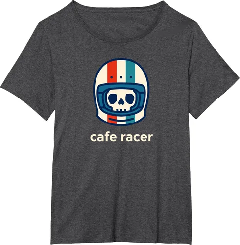 Vista 21 de Cafe Racer Moda Simple Casco Diseño Motocicleta Camiseta Negro