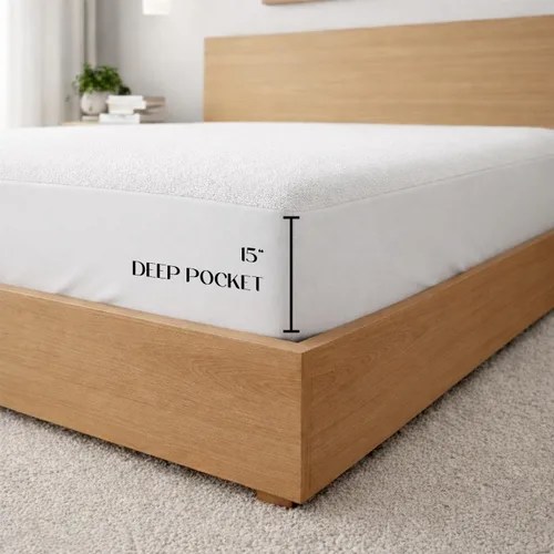 Vista 3 de SGI Bedding Protector de colchón impermeable tamaño individual de 39 x 75 pulgadas, bolsillo profundo de 15 pulgadas, suave, silencioso
