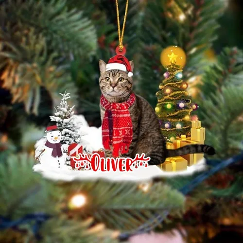 Vista 48 de NAZENTI Adorno personalizado de gato abisinio con árbol de pino, adorno de Navidad personalizado para perros amantes de las mascotas, colgante