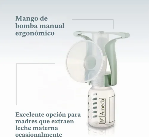 Vista 2 de Ameda Extractor de leche manual portátil, esencial para la lactancia materna, portátil, libre de BPA y DEHP