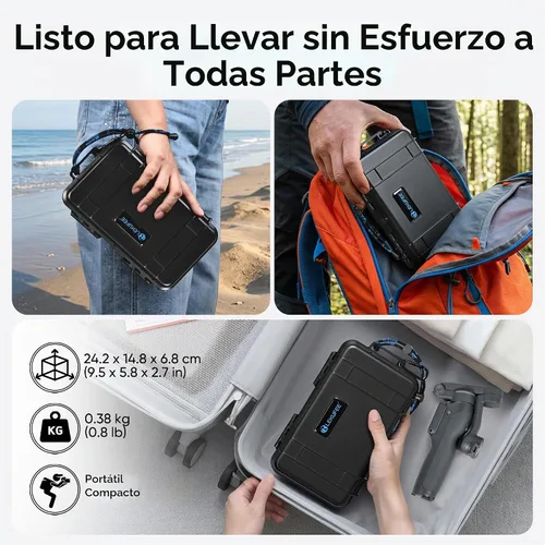 Vista 4 de Lekufee Estuche rígido impermeable de viaje para DJI Osmo Mobile 8P Gimbal Stabilizer, y otros accesorios (solo funda y bolsa)