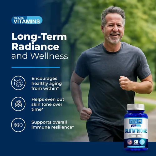Vista 6 de We Like Vitamins Suplemento de glutatión certificado NSF 500 mg - 60 cápsulas de L-glutatión reducido para apoyo antioxidante e inmunológico