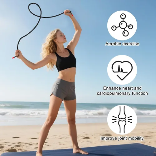 Vista 3 de Flow Rope Exercise Jump Rope For Fitness, Working Out, Flow with 9 Ft Adjustable Double Woven Workout Rope For Men, Women, Beginners' Training