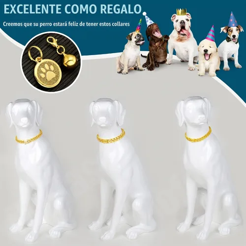 Vista 5 de Collar de cadena de oro para perro, collar de cadena de metal de 0.748 in con hebilla segura, collar de perro de eslabones cubanos de oro de 18