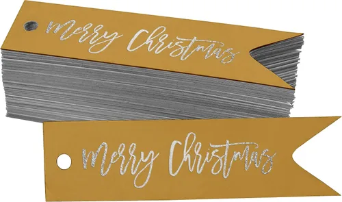 Vista 47 de Etiquetas colgantes con texto en inglés «Merry Christmas» para botellas de papel de aluminio, paquete de 50 unidades Aqua Blue