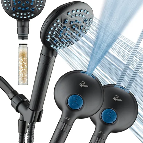 Vista 9 de AquaCare 4X 10-Mode High Pressure Hand Shower w/Filter & 2-mode Power Wash