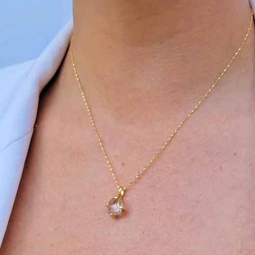 Vista 77 de Juego de joyas de piedras preciosas crudas reales con plata de ley 925 chapada en oro real, collar y aretes de piedra natal, regalo para ella por