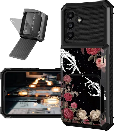Vista 28 de Funda tipo cartera para Samsung Galaxy A54 5G con ranura para tarjetero, funda con tapa híbrida de doble capa, resistente, a prueba de golpes, funda