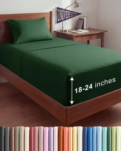 Vista 151 de Sábanas individuales de bolsillo extra profundo, sábanas transpirables y refrescantes de 3 piezas, juego de sábanas de lujo para hotel, suaves, sin