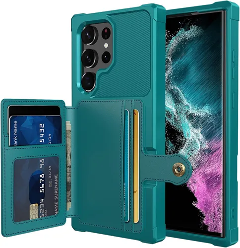 Vista 154 de Funda para Samsung Galaxy S21 Ultra con tarjetero, compatible con soporte magnético para automóvil, resistente a los golpes, resistente, suave, TPU