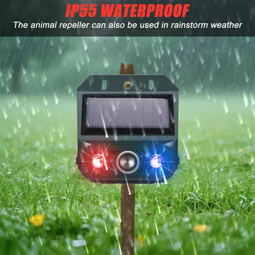 Vista 3 de Paquete de 4 repelentes solares ultrasónicos nocturnos de animales, disuasorio ultrasónico para pájaros y gatos al aire libre para patio, granja