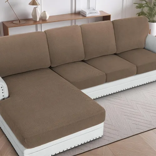 Vista 13 de H.Versailtex - Funda de sofá seccional de 1 pieza, funda deslizante para chaise con forma de L, funda de cojín separada para sofá seccional tanto