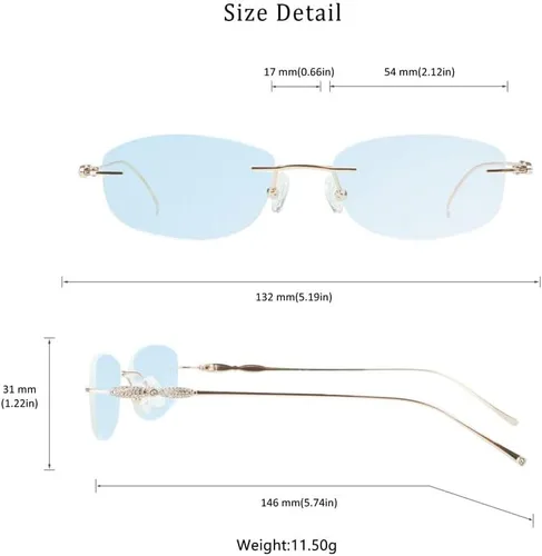 Vista 32 de LifeArt Pure Titanium Frame Glasses/Blue Light Blocking Reading Glasses, Reduce Eyestrain, Stylish for Men and Women 3033_(champán Clear)
