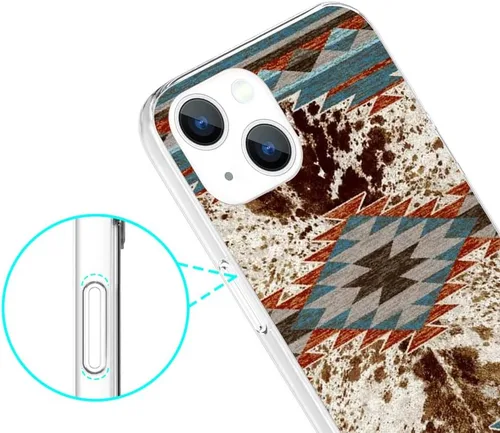 Vista 3 de Compatible con iPhone 15, funda protectora de piel de vaca retro occidental con estampado de animales de granja, vaquera howdy, boho, vaquero, país