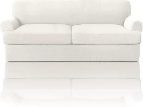 Vista 28 de PrinceDeco Fundas elásticas para sillón de 2 piezas, fundas de sofá para sillas con cojines en forma de T, fundas suaves para muebles con 1 funda