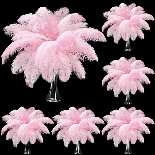 Vista 12 de Berlune 150 plumas de avestruz grandes a granel de 12-14 pulgadas (11.8-13.8 in), plumas de avestruz naturales para manualidades, manualidades, Negro