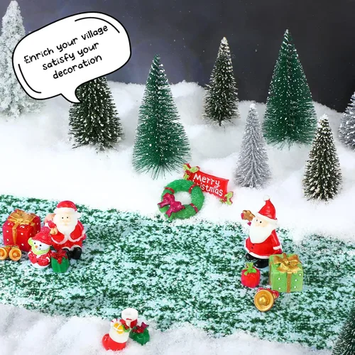 Vista 4 de Frienda Accesorios de Pueblo Navideño Carreteras y Calles del Departamento de Pueblo Tapete de Hierba Cubierto de Nieve de Pueblo en Miniatura