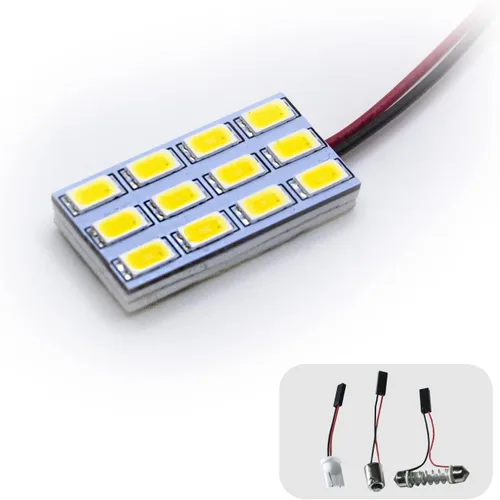 Vista 2 de HYUGA 2x 12SMD 5630 Luz de Panel LED de Luz Cálida Blanca 4500K Auto para Interior de Coche DC 12V-24V con Adaptadores T10 / BA9S / Festoon