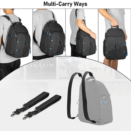 Vista 5 de PGmoon Carrying Case Compatible with PSVR2, Protective Storage Backpack for PSVR 2 Headset & Touch Controllers and More, Individual Room for