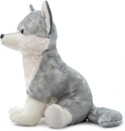 Vista 8 de The Petting Zoo Peluche de lobo gris, regalos para niños, animales salvajes del zoológico Onez, juguete de peluche jumbo de lobo gris de 20 pulgadas