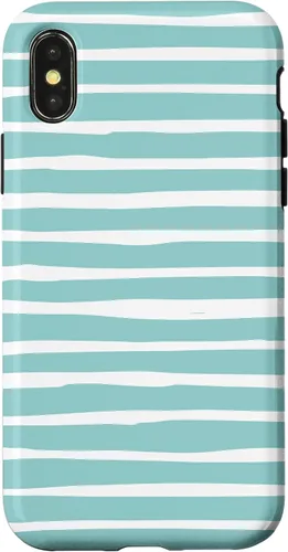 Vista 5 de iPhone 16 Cute Pastel Mint Green Aqua & White Wavy Stripe Case