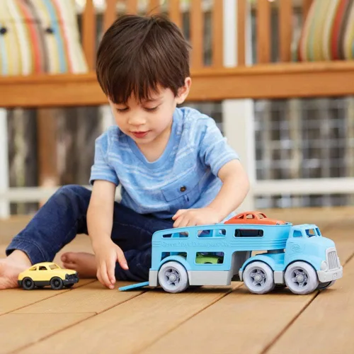 Vista 3 de Green Toys, set de juguete, transportador de vehículos, azul