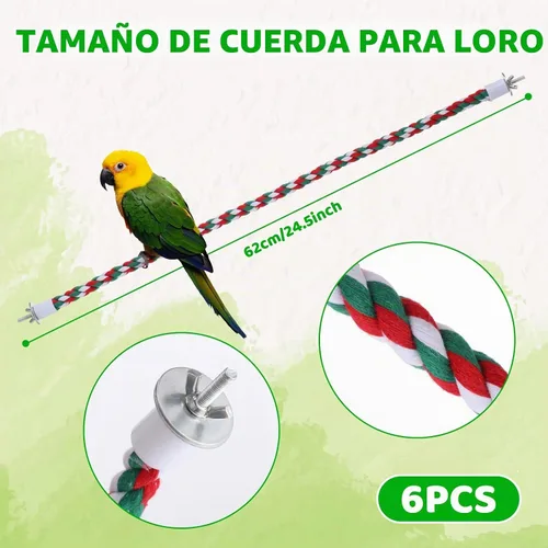 Vista 2 de Novabright - Juego de 6 perchas de cuerda para pájaros de 24.5 pulgadas