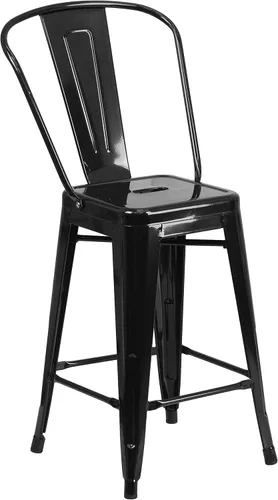 Vista 49 de Taburete de metal de interior y exterior de Flash Furniture, Metal, Plateado