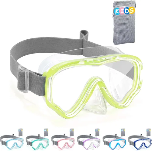 Vista 18 de Vvinca Kids-Goggles with Nose Cover, Diving Mask Elastic Fabric Strap Anti Fog Anti Shattered Lens for Kids Swim Goggles 3-14