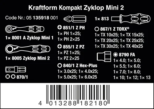 Vista 2 de Wera - 5135918001 Kraftform Kompakt Zyklop Mini, Juego de 27
