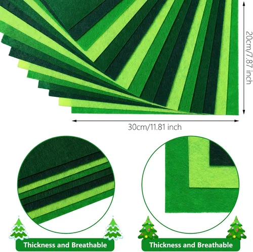 Vista 2 de Boao 16 hojas de tela de fieltro verde navideño de 8 x 12 pulgadas, hojas de palma, suaves, no tejidas, telas de colores surtidos, cuadrados