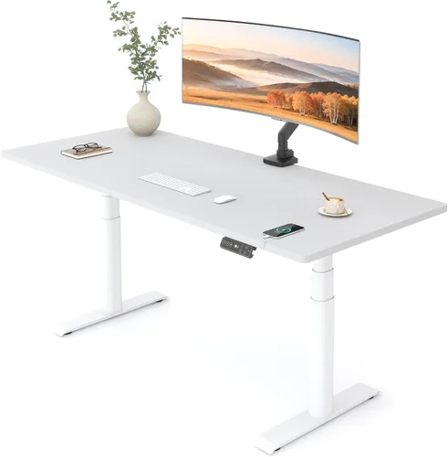 Vista 12 de FLEXISPOT E6 Pro - Escritorio eléctrico de pie de bambú de 3 etapas con patas ovaladas y motor doble, 48 x 24 pulgadas, mesa entera, altura