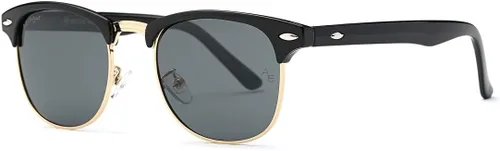 Vista 96 de AEVOGUE Gafas de sol polarizadas para mujeres y hombres semi marco retro gafas de sol AE0369
