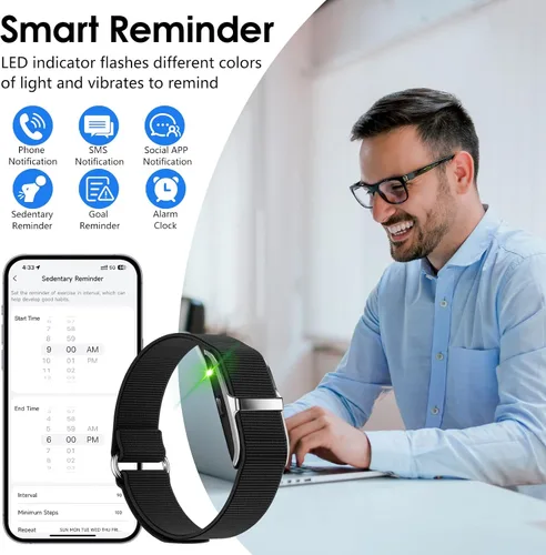 Vista 5 de Pulsera inteligente de salud, seguimiento de actividad y actividad física 24/7, frecuencia cardíaca, oxígeno en sangre, presión arterial, monitor
