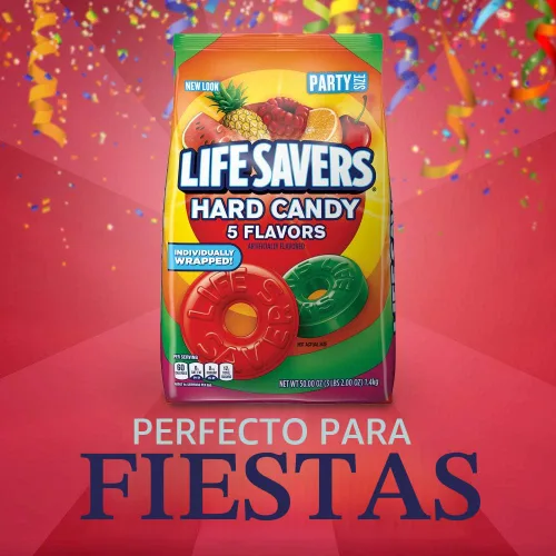 Vista 6 de LIFE SAVERS Bolsa de caramelos duros de 5 sabores, caramelos duros envueltos individualmente para bolsas de regalos, viajes por carretera