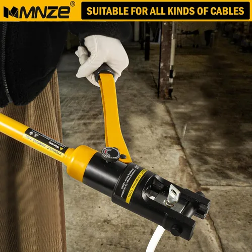 Vista 5 de Alicates de crimpado hidráulico de 12 toneladas de 6 AWG a 500 MCM Kit de herramientas de prensado hidráulico de mano con terminal de cable