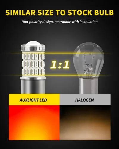 Vista 4 de AUXLIGHT Bombillas LED estroboscópicas y traseras de freno 1156 7506, color rojo, 320 % más brillante, 1141 1003 BA15S 1156A, bombillas LED