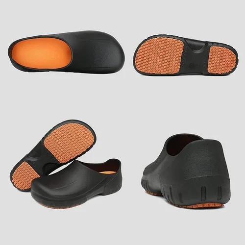 Vista 3 de Zapatos de trabajo antideslizantes para hombre para chef, zapatos de chef resistentes al aceite para hombre, zapatos de servicio de alimentos