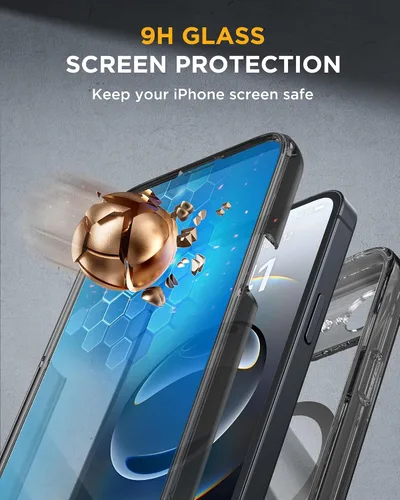 Vista 12 de Miracase Serie de vidrio para iPhone 11 de 6.1 pulgadas, funda protectora de cuerpo completo resistente mejorada con protector de pantalla de vidrio